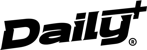 Black 'Daily+' logo on a white background